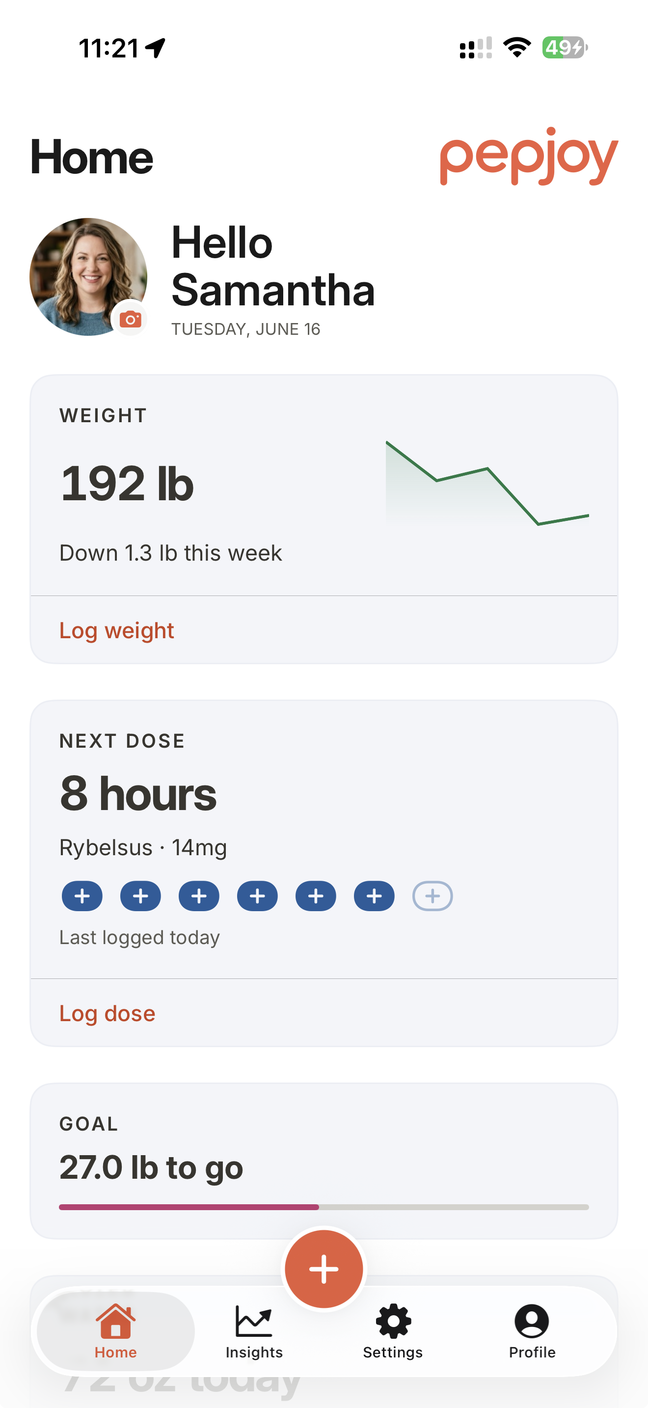 The Pepjoy home screen, ready to track a Rybelsus journey.